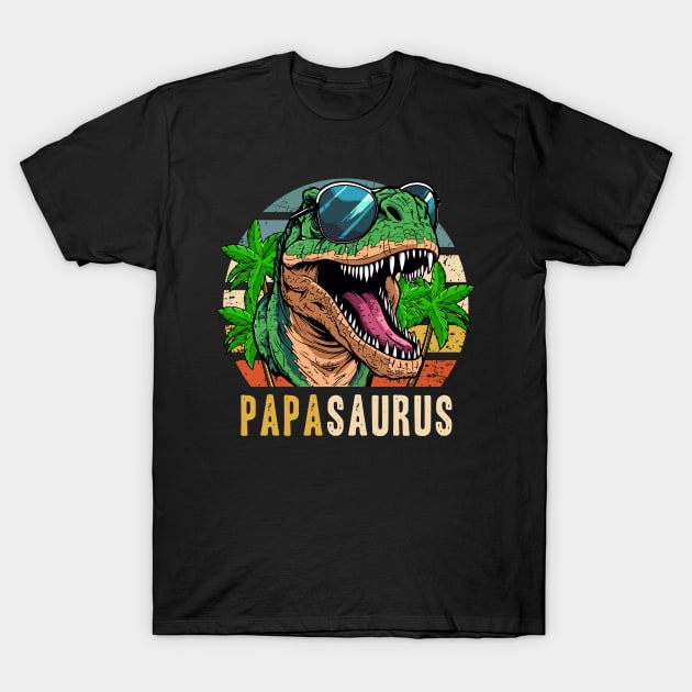 Papa Saurus Men Father's Day T-Rex Dinosaur-Themed Party T-Shirt by Acroxth